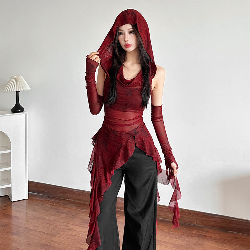 Women's Autumn Solid Color Slim Street Fashion Hooded Sleeveless Tops