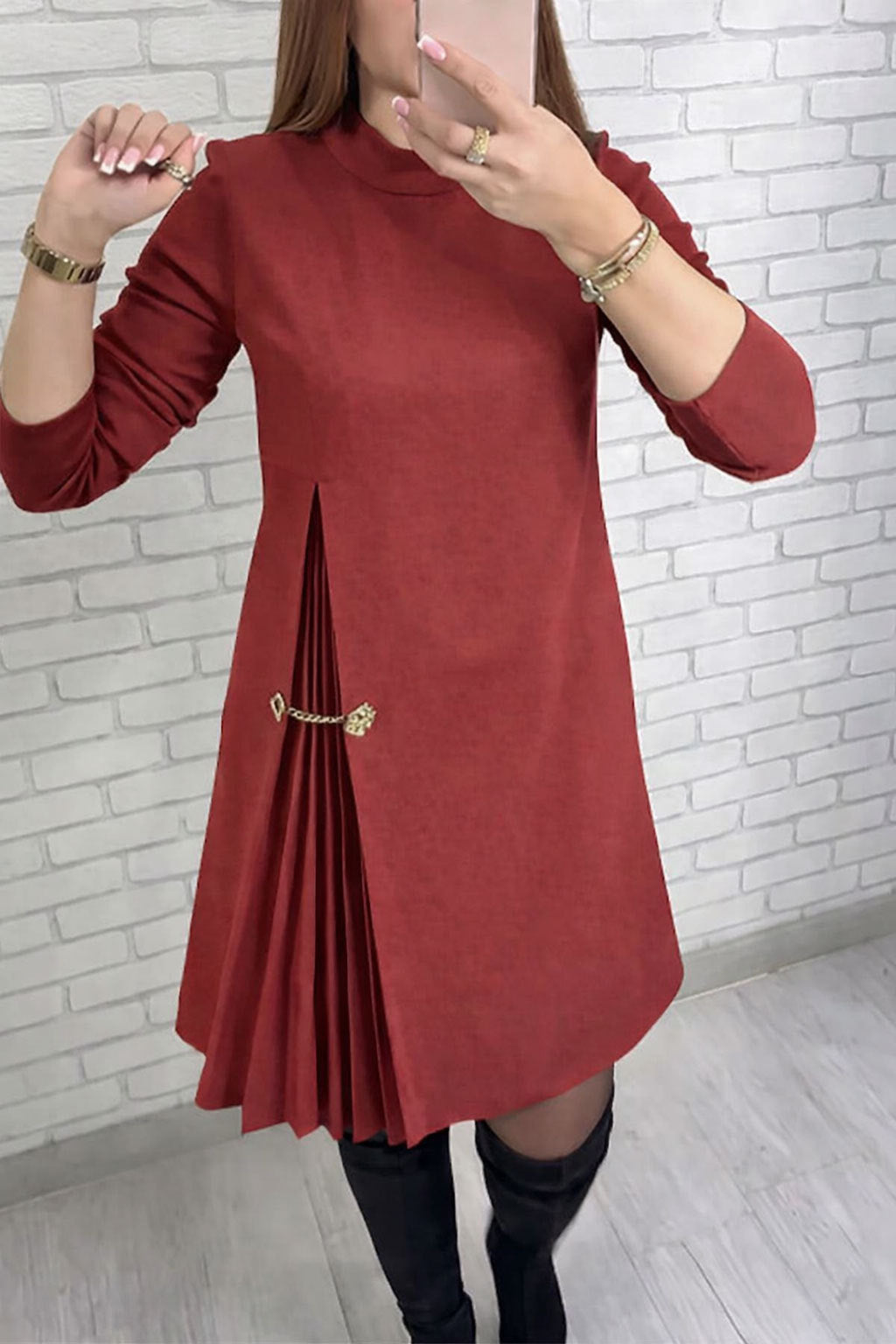 Popular Women's Autumn Long Elegant Stitching Dress