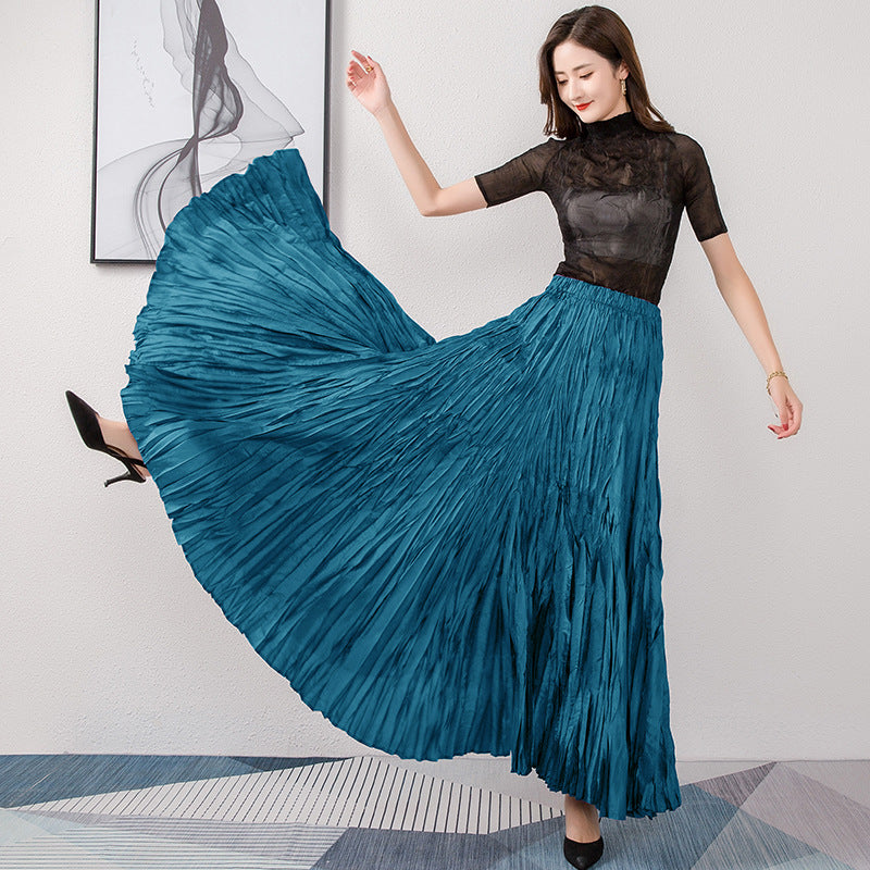 Color Large High Waist Slimming Elastic Casual Skirt