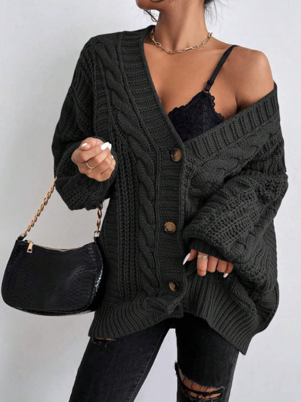 Women's Style Fashion Loose Twist Lantern Sleeve Coats