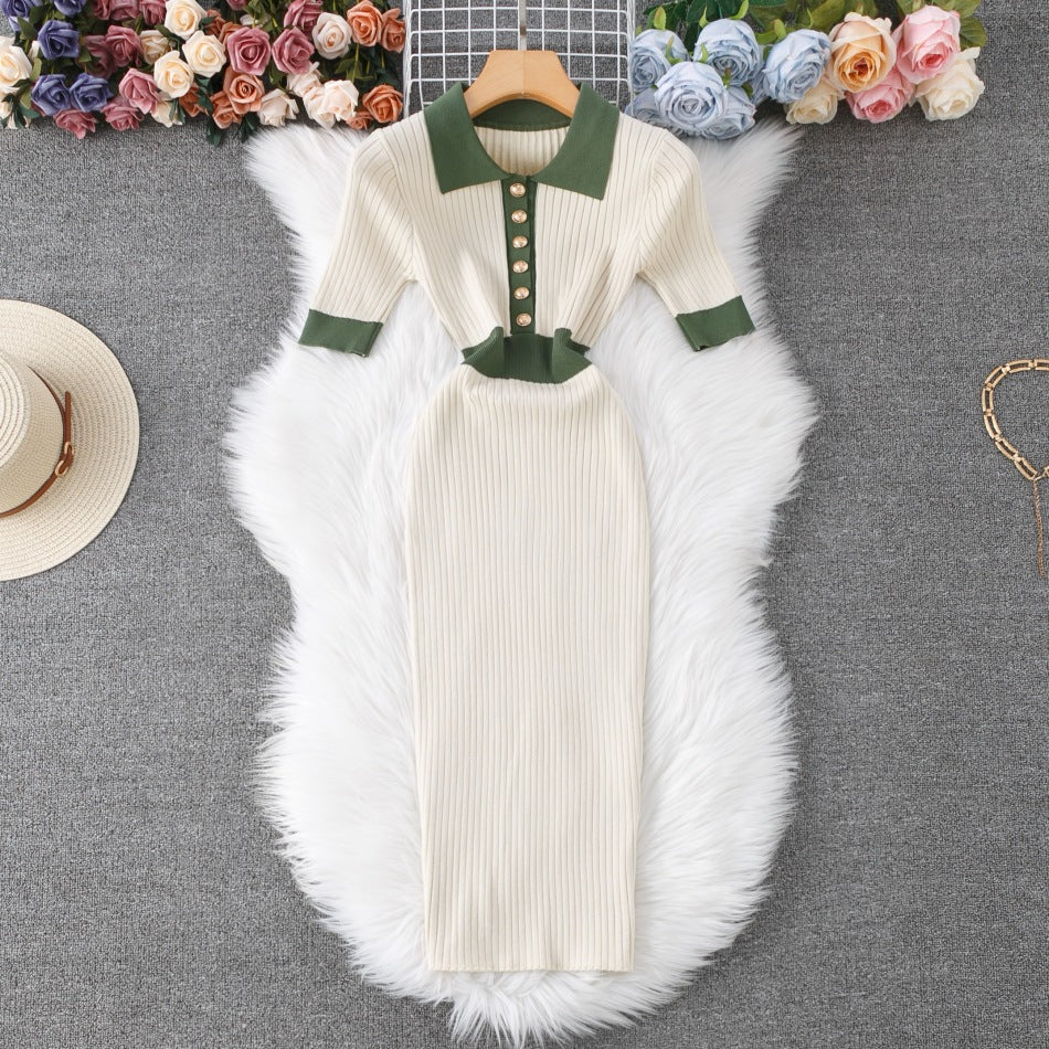 Women's Summer French Style Knitted Slimming Elegant Dress