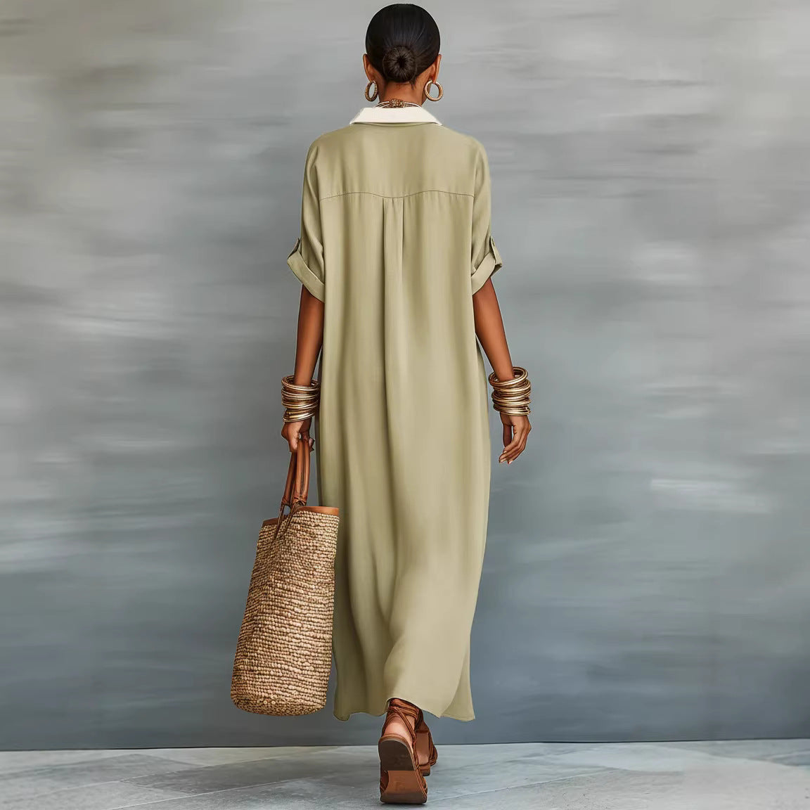 Women's Color Loose Long Shirt Fashion Casual Comfortable Vacation Dress