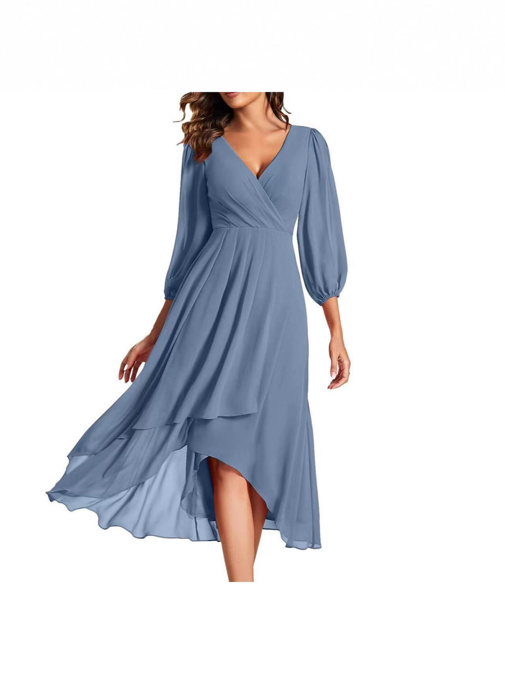 Women's Solid Color Sleeve Tight Waist Slim Bridesmaid Dress