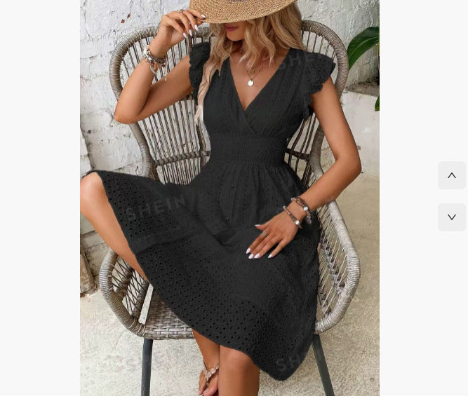 Classic Multicolor Summer Ruffle Sleeve Elegant Dress