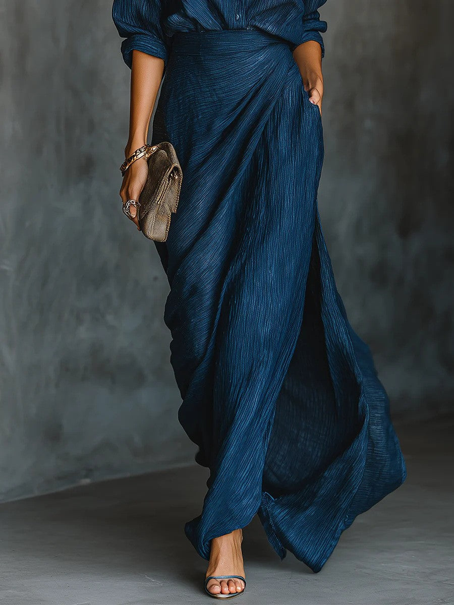 Women's Graceful Sexy Solid Color Irregular Pleated Dress