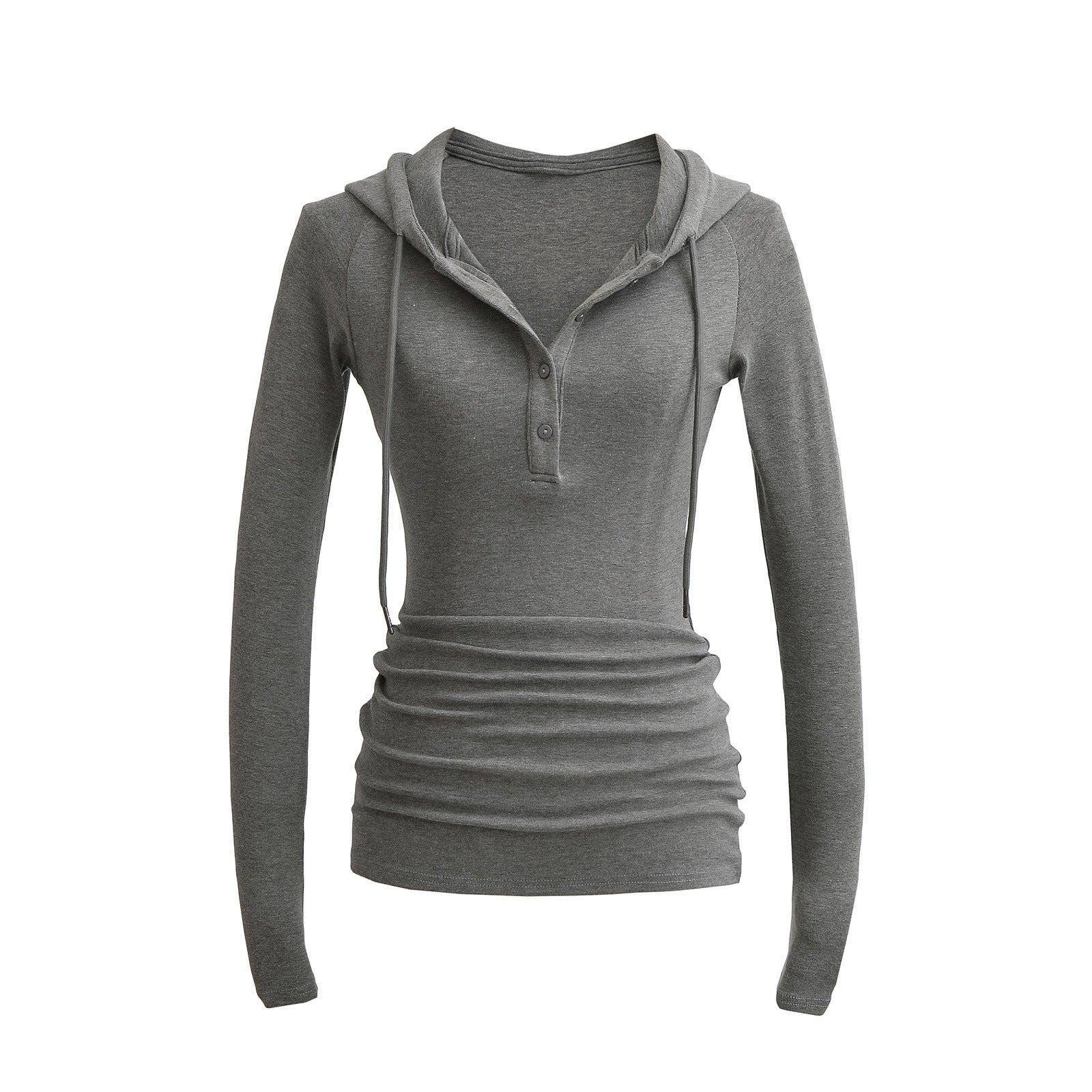 Women's Hoodie With Drawstrings Bottoming Long Waist Pleated High Women's T-shirt