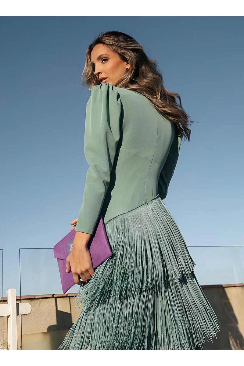 Durable Autumn Fashion Deep Tassels Long Suits