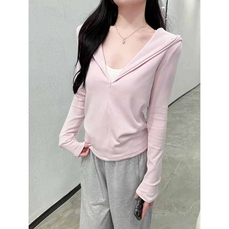 Women's Korean Casual Hoodie Autumn Invisible Zipper Stretch Coats
