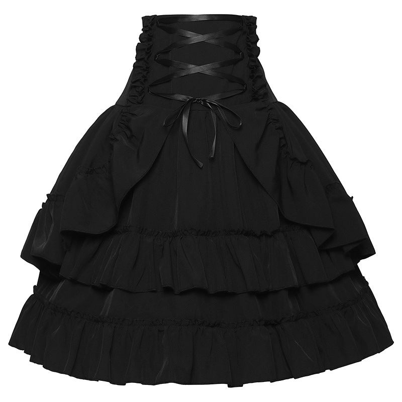Women's Retro Style Nipped Waist Solid Color Activity Skirts