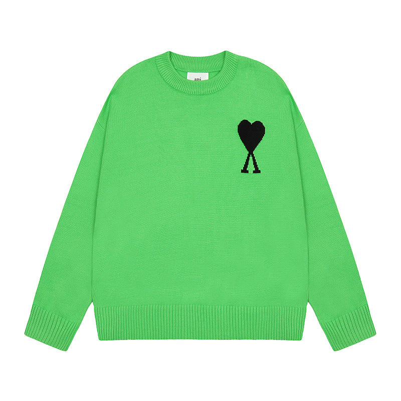 Round Neck Small Love Fashion Female Couple Loose Long Women's Sweater