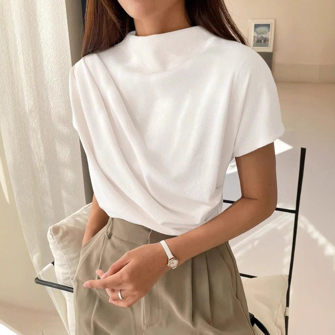Women's Round Neck Draping Summer Simple Sleeve Women's T-shirt