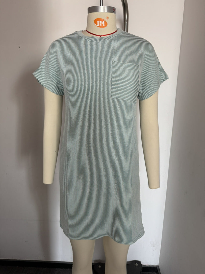 Women's Casual Contrast Color Twist Strip Sleeve Dress