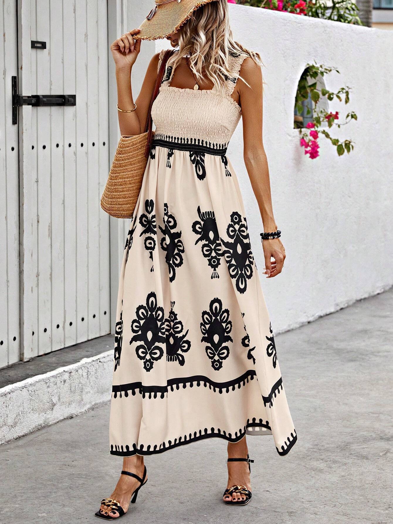 Unique Women's Beach Holiday Style Printing Dress