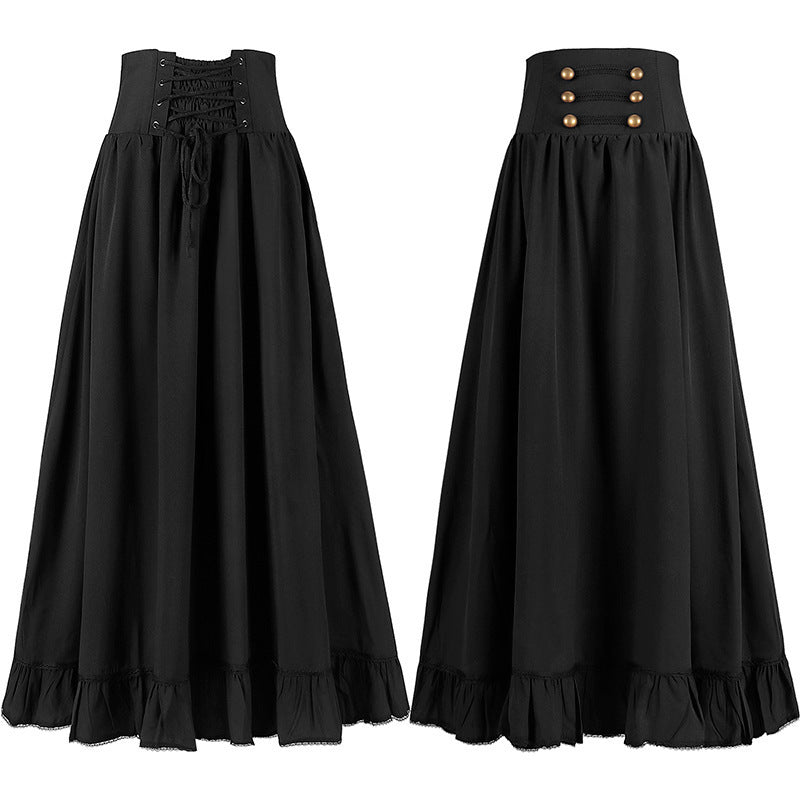 Women's Retro Style Nipped Waist Solid Color Activity Skirts