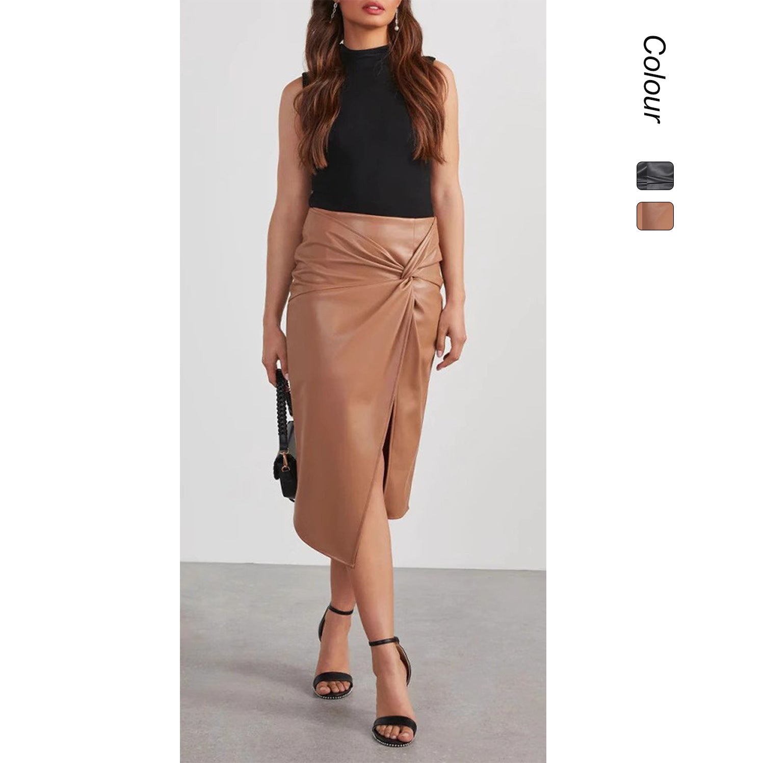 Women's Split Mid-length Sexy Hot Leather Hip Skirt