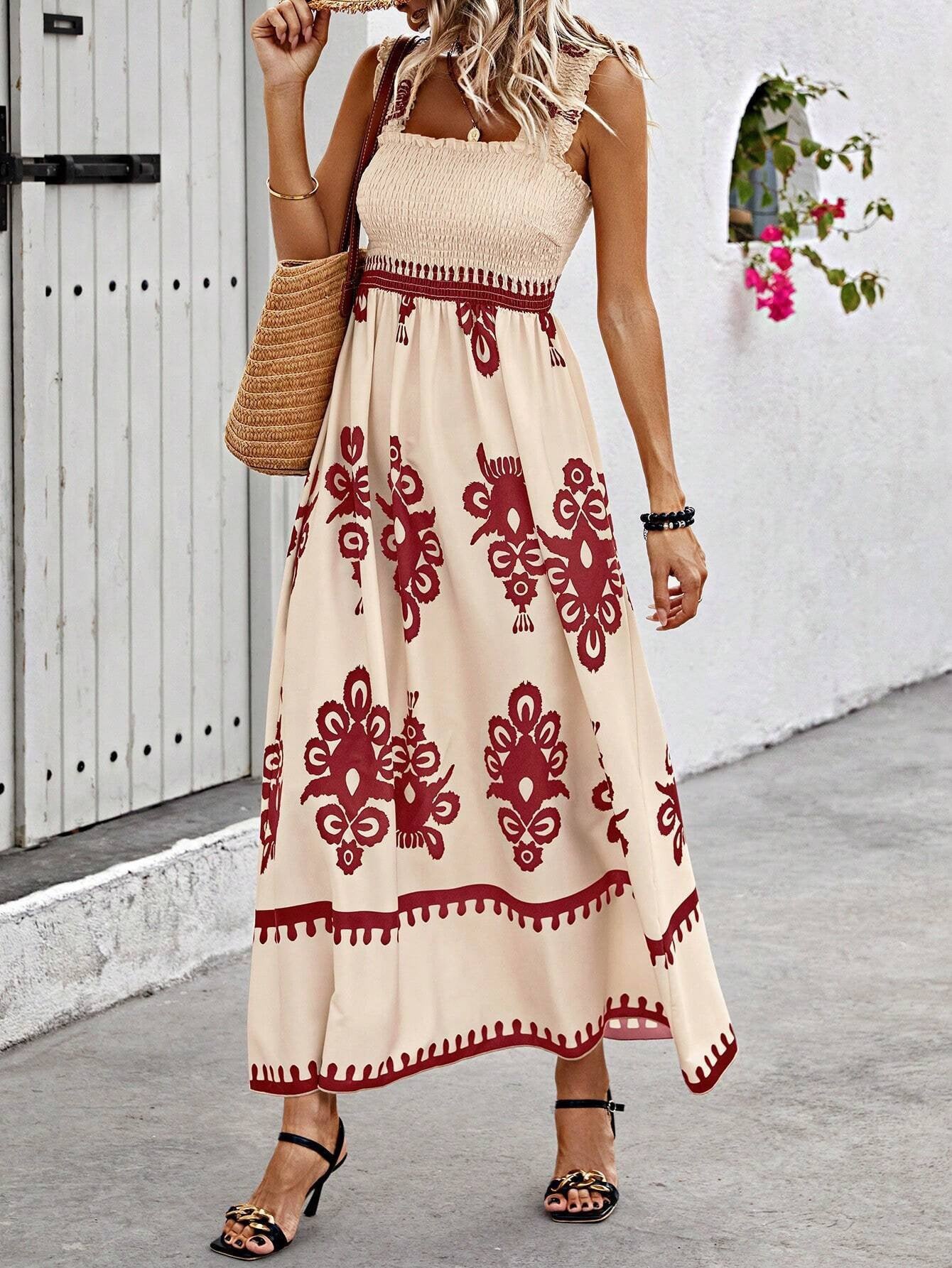 Unique Women's Beach Holiday Style Printing Dress