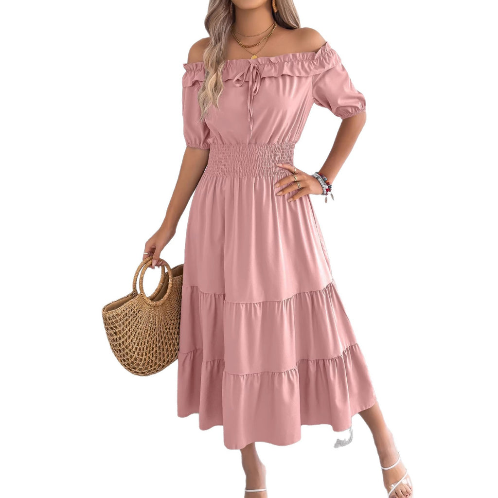Women's Casual Stringy Seedge Sleeve Smocking Long Dress