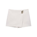 Women's Autumn Asymmetric Metal Decorative Culottes Skirt