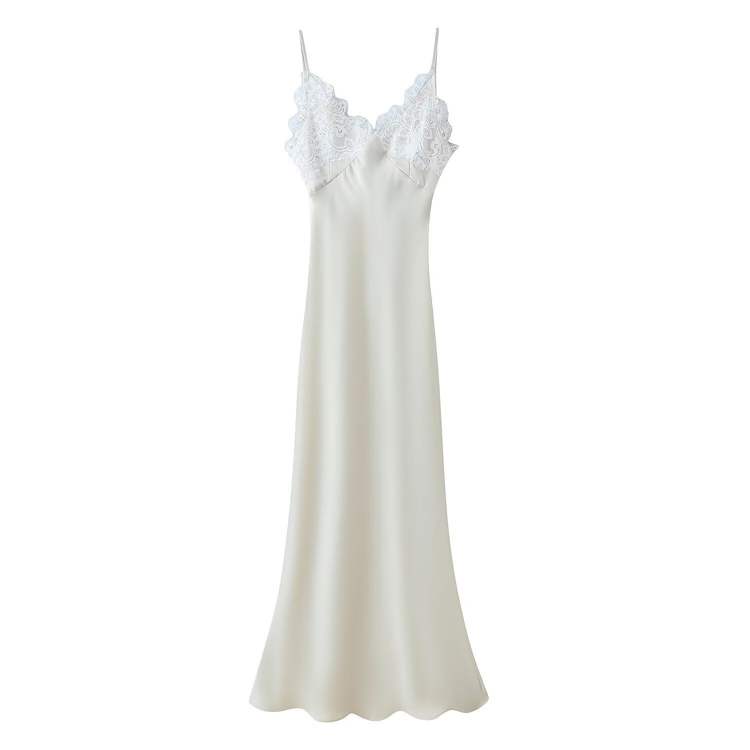 Casual Classic Women's Lace Stitching Satin Dress