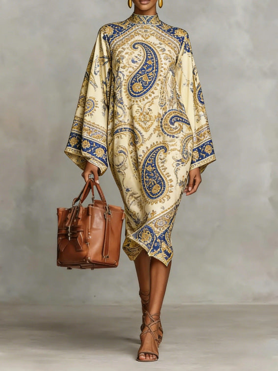 Trendy Autumn Digital Printing Fresh Retro Dress
