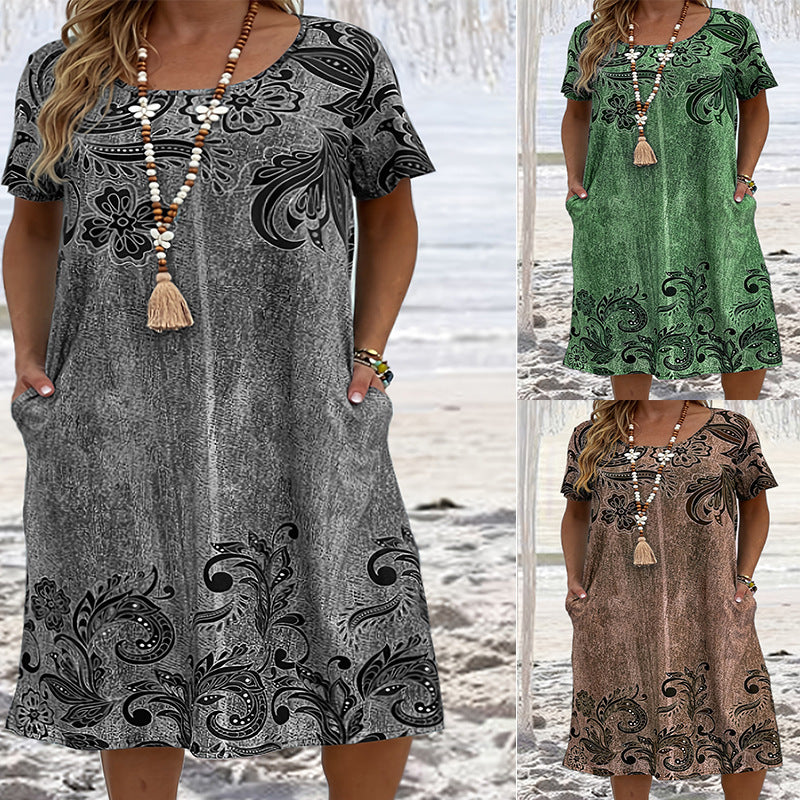 Charming Popular Women's Loose Printed Pocket Plus Size