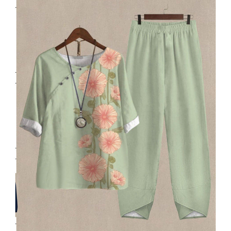 Women's Casual Round Neck Half Sleeve Shirt Suits
