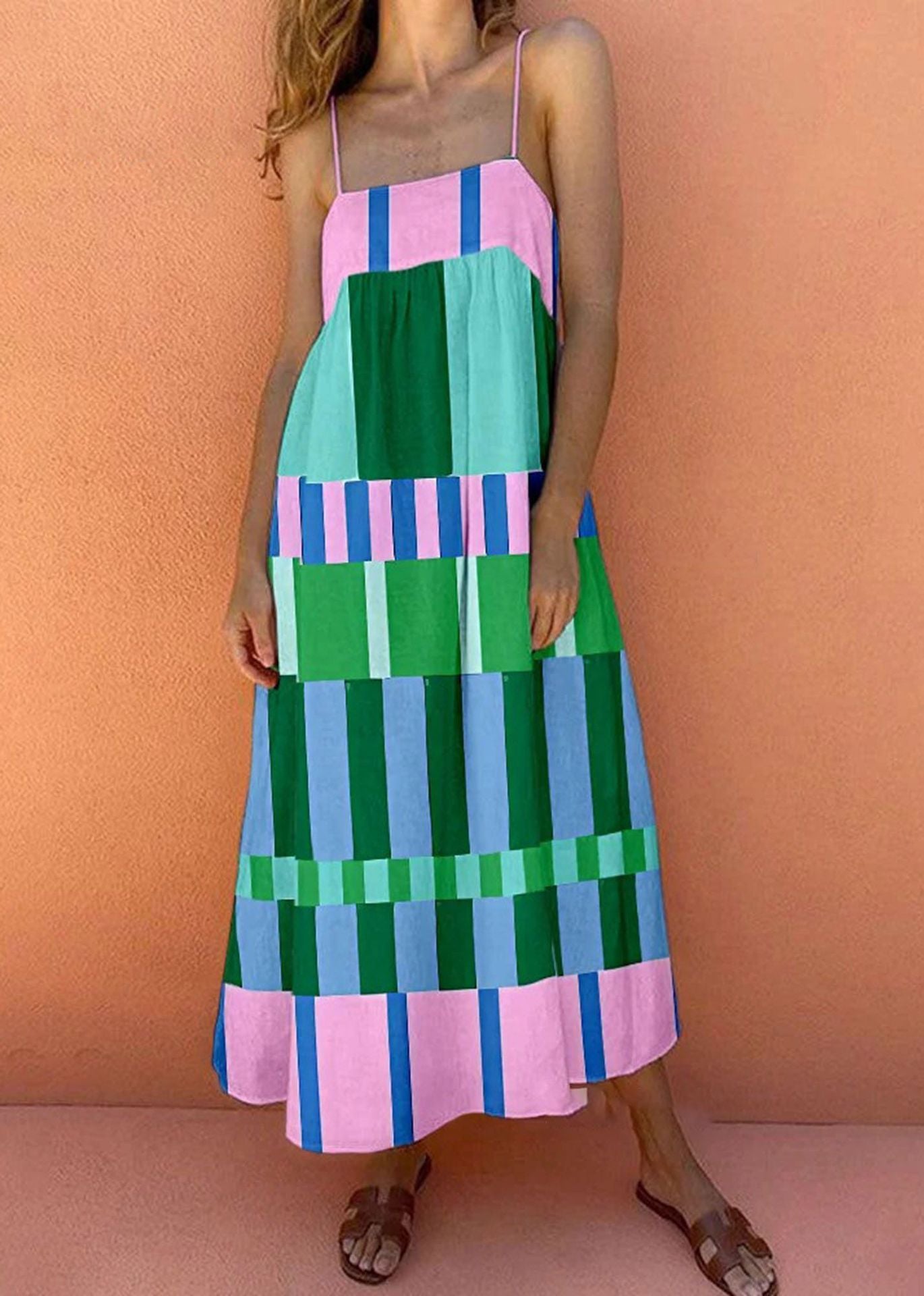 Women's Sling Long Digital Printing Large Dress