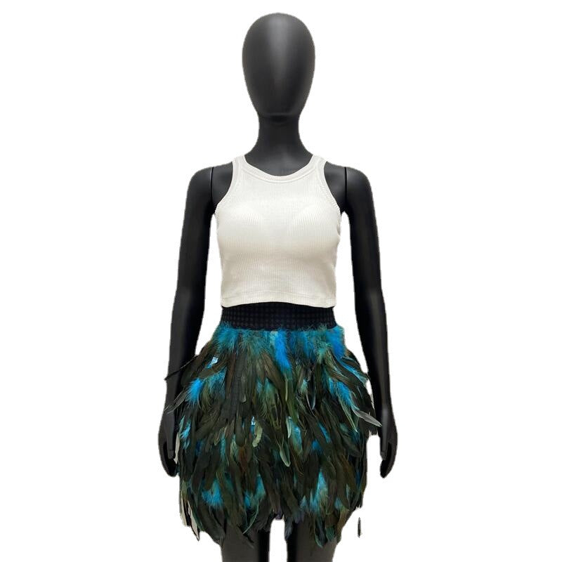Classic Women's Feather Color Masquerade Fashion Skirts