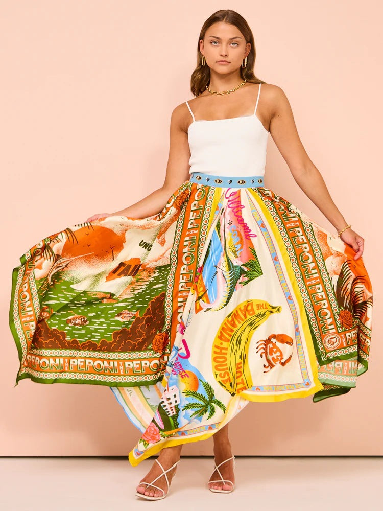 Versatile Unique Casual Fashion Irregular Printed Skirt