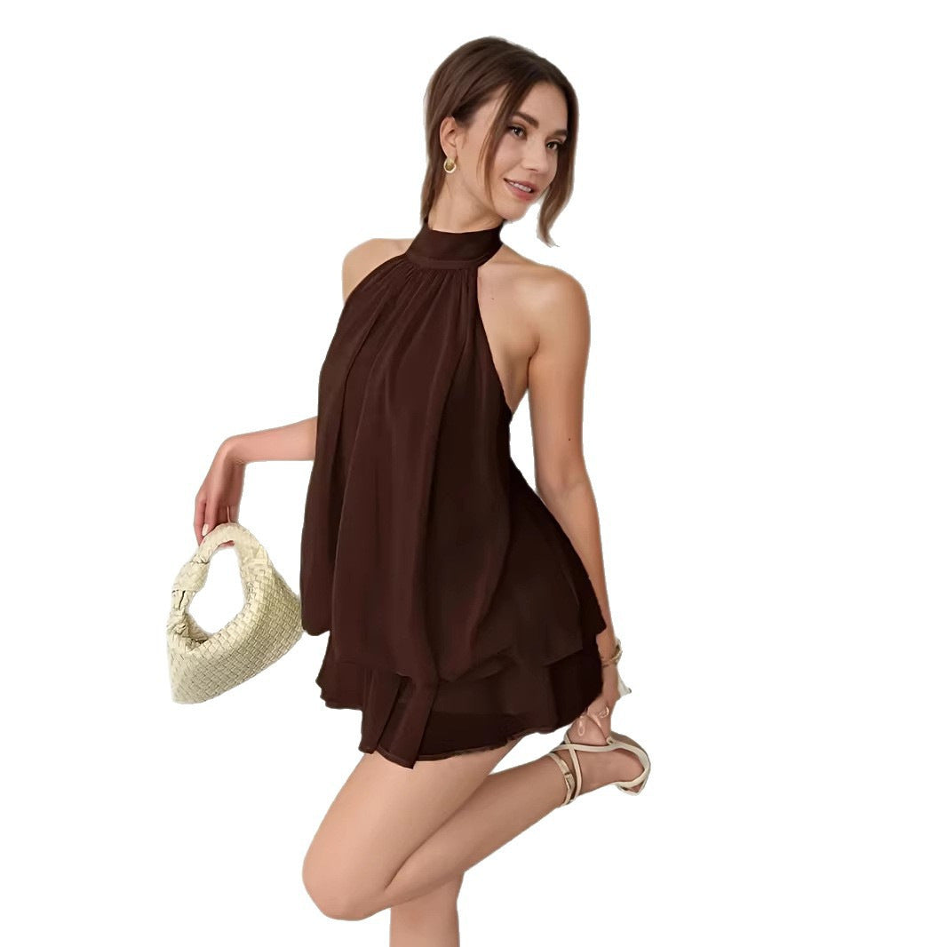Women's Solid Color Vacation Sexy Backless Halter Tops
