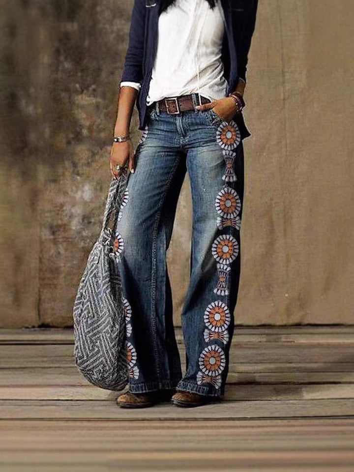 Women's Casual Imitation Wide Leg Trousers Women's Jeans