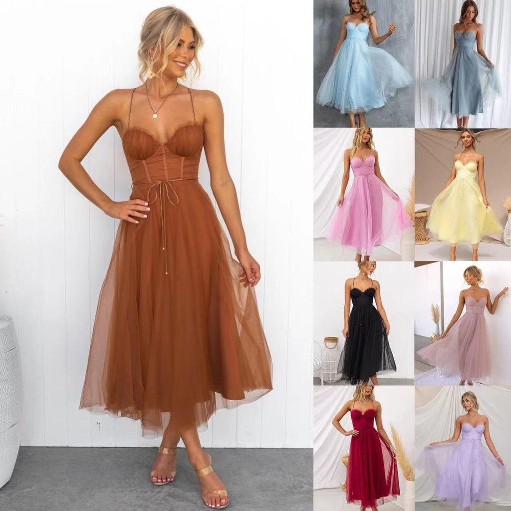 Beautiful Independent Temperament Sexy Straps Tulle Dress