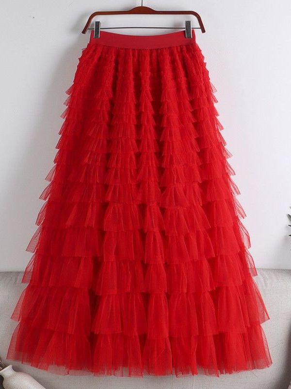 Women's Net Falbala Temperament Summer Dress Figure Flattering Skirts