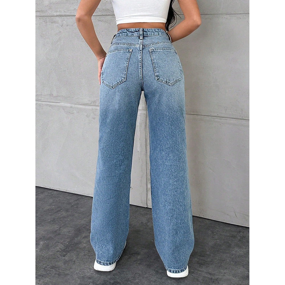 Women's Washed Casual Loose Trendy Long Jeans