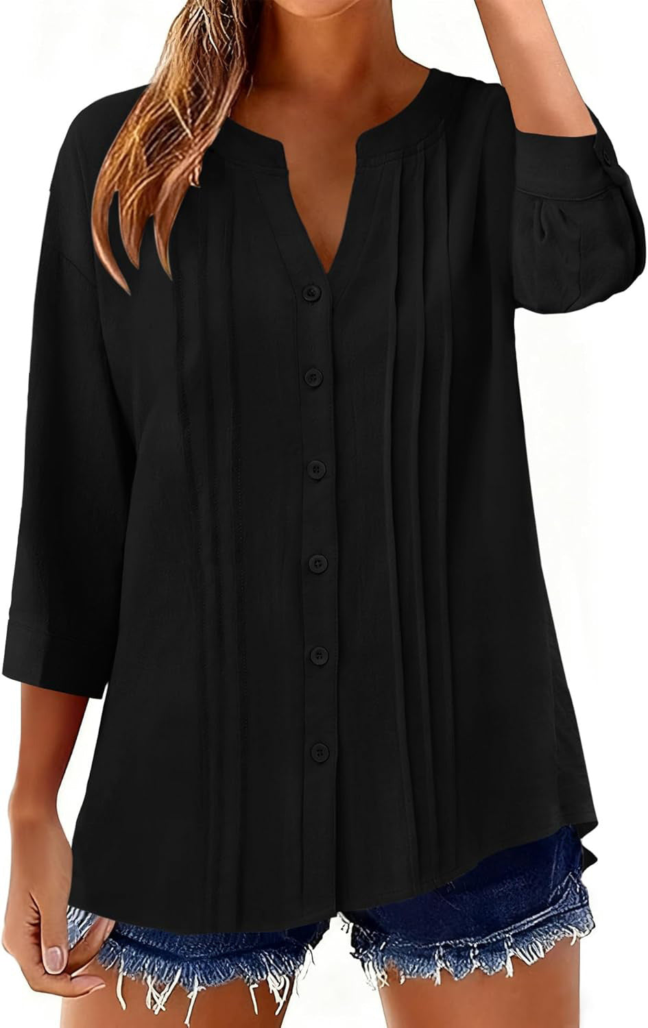 Fashion Casual Solid Color Half-open Collar Women's T-shirt