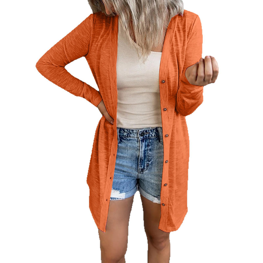 Protection Lightweight Breathable Pure Color Casual Versatile Long Cardigans