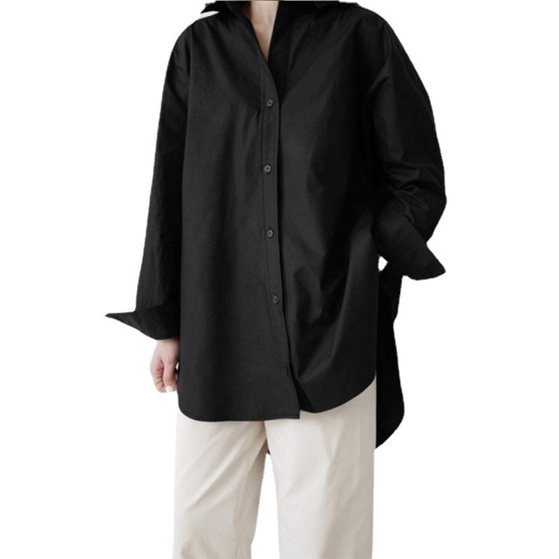 Solid Color Long Sleeve Lapel Irregular Plus Size