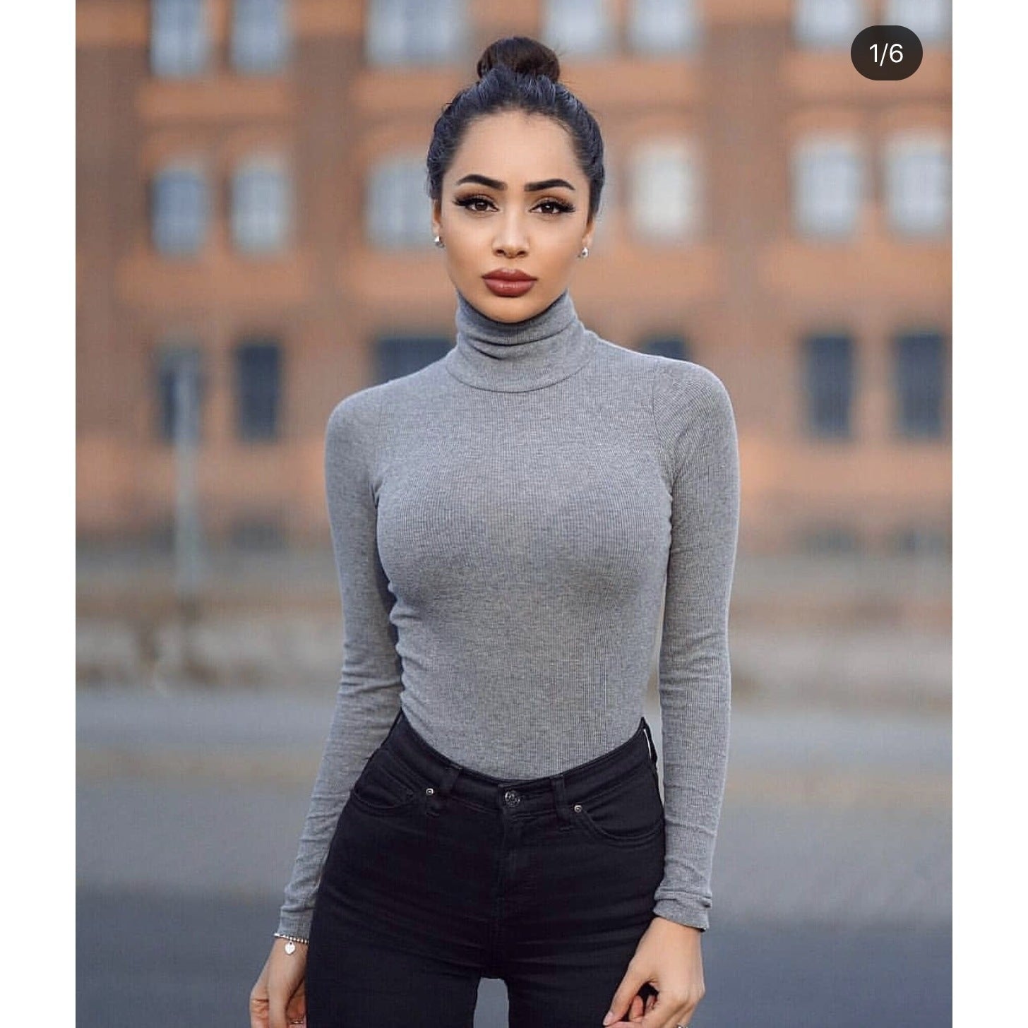 Women's Tight Stretch Turtleneck Long-sleeved Solid Color Thread Slim Bottoming Women's T-shirt