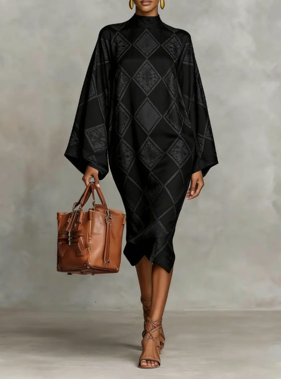 Trendy Autumn Digital Printing Fresh Retro Dress