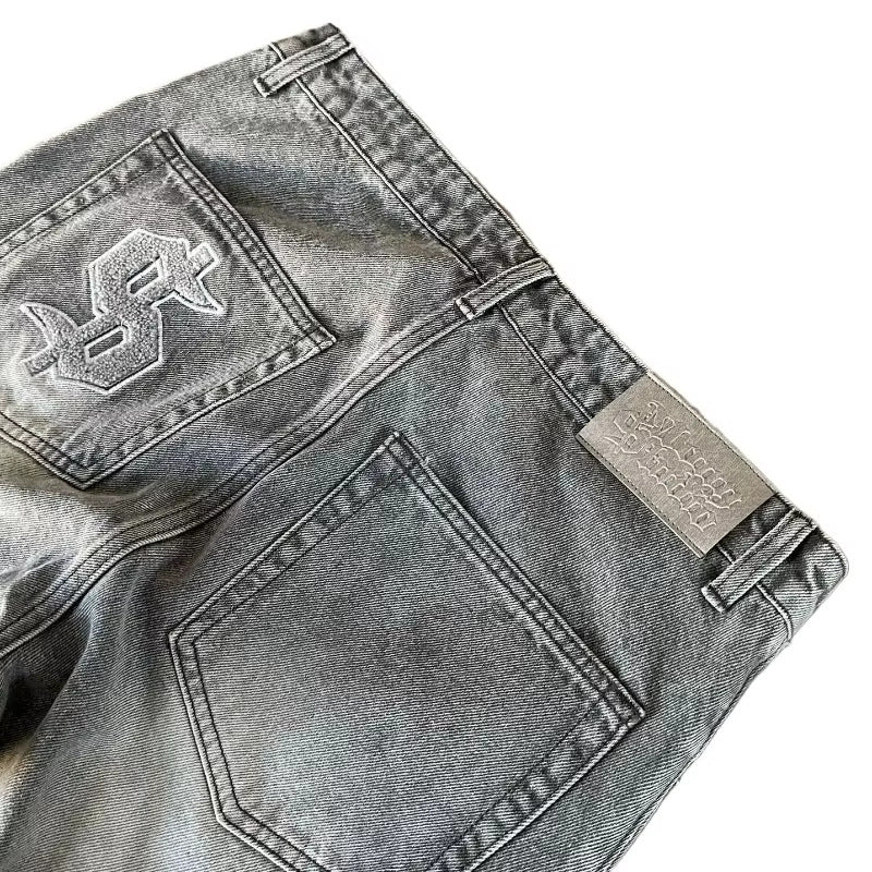 Retro American High Street Washed Old Raw Hem Personality Casual Women's Jeans