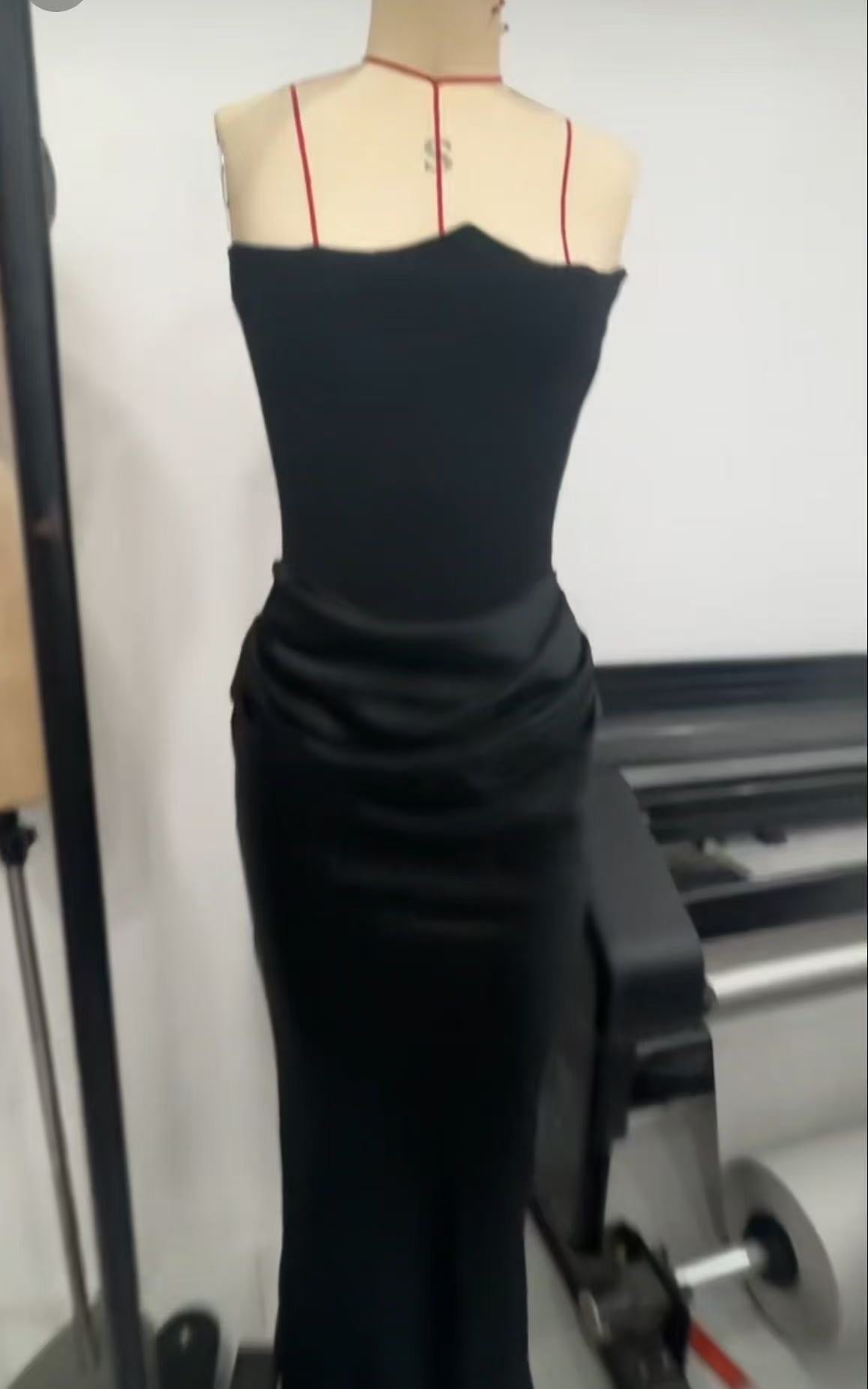 Waist Tube Fishbone Pleated Long Sheath Dress
