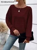 Classic Women's Sunken Stripe Batwing Sleeve Women's T-shirt