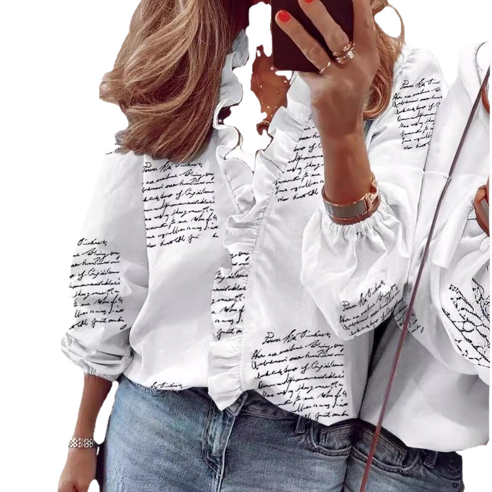 Stylish Unique Classic Women's Sleeve Ruffle Blouses