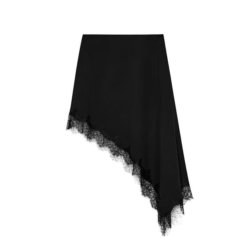 Women's Winter Fashion Simple Asymmetric Lace Skirt