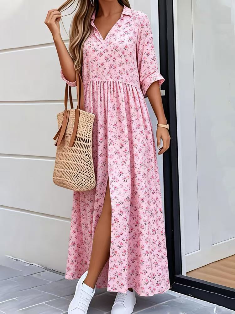 Women's Spring Casual Loose Fashion Printed Lapel Pocket Clothing