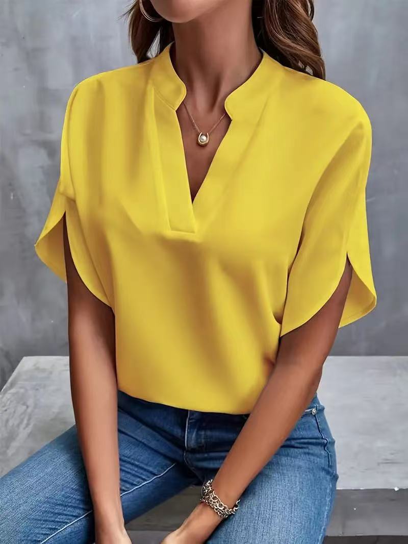 Women's Summer Casual Solid Color Loose Shirt Tops