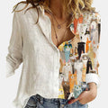 Classic Women's Shirt Printed Long-sleeved Casual Blouse