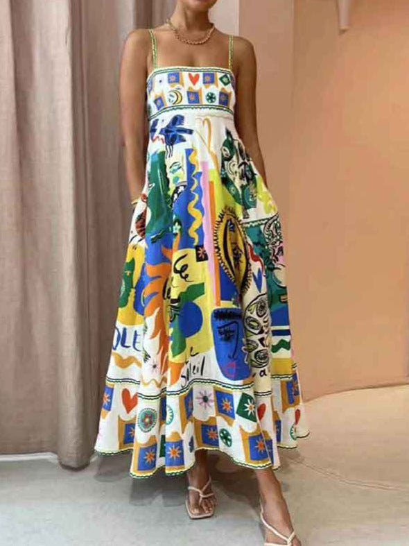 Women's Casual Fashion Iti Printing Large Swing Dress