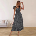 Women's Long Ruffle Sleeve High Waist Dress