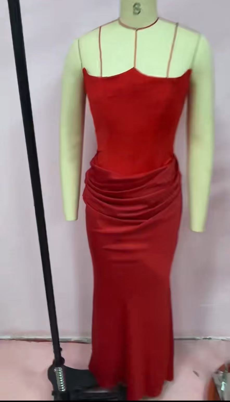 Waist Tube Fishbone Pleated Long Sheath Dress